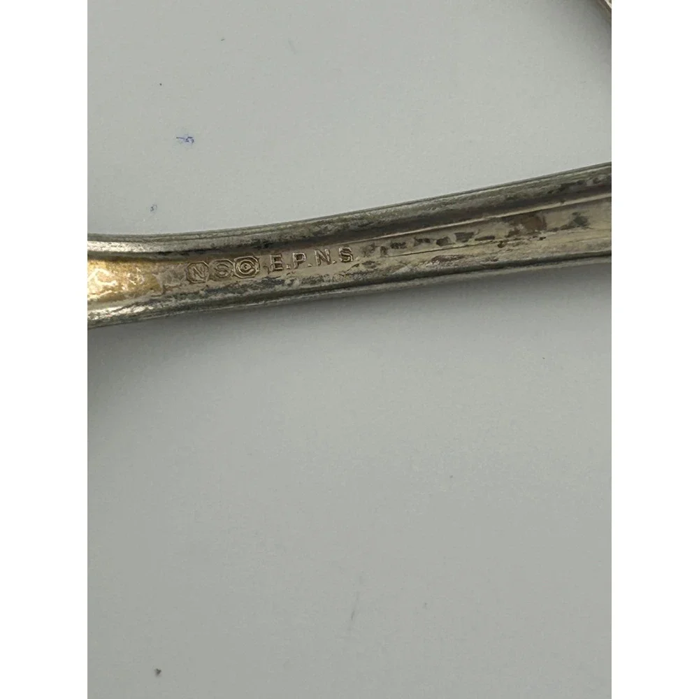 Set‎ of 9 Vintage EPNS Spoons Ornate Handle Tarnished Silverware Flatware